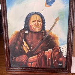 Western  Oil painting, Native American Signed By Artist