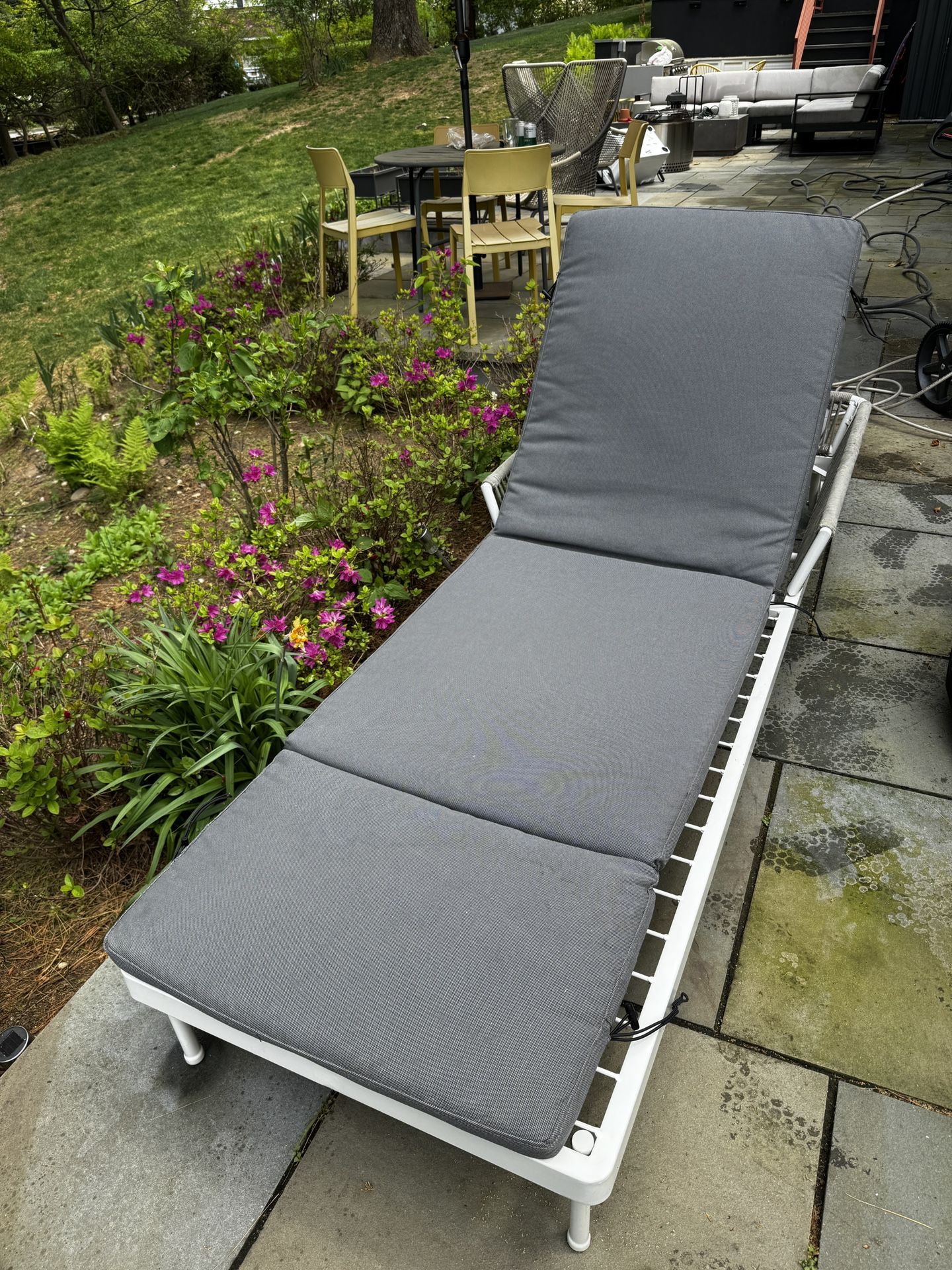 Segeron Outdoor Chaise Lounges (2) with covers and new-in-box replacement cushion covers