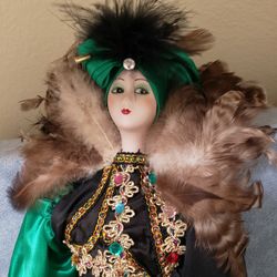 HARLEQUIN JESTER PORCELAIN DOLL