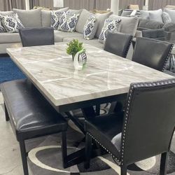 Marble Dining Tables 4 Chairs and Benchs Tanner 