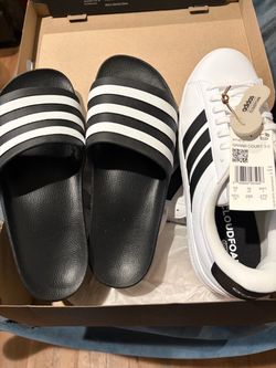 Men’s Adidas court shoes and slides