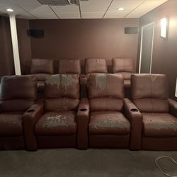 Home Theater Leather Recliner Seats (set Of 8)