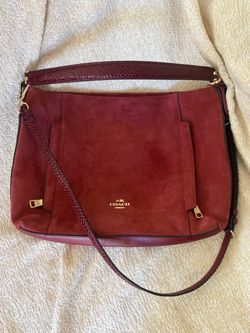 Coach Women’s Burgundy Suede To Handle Bag