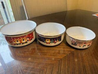 Three Christmas Metal Bowls