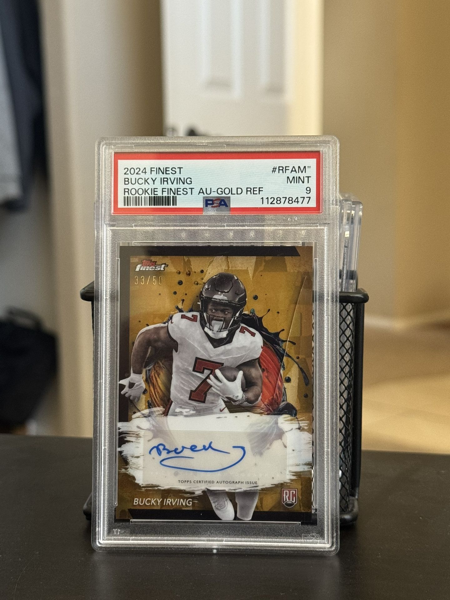 BUCKY IRVING ROOKIE AUTOGRAPH TOPPS FINEST /50 GOLD (small Crack On Front Of Slab)