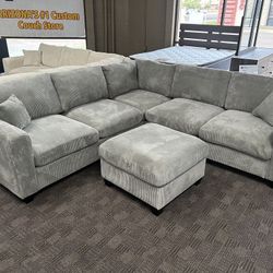 Grey comfy sectional w/ ottoman
