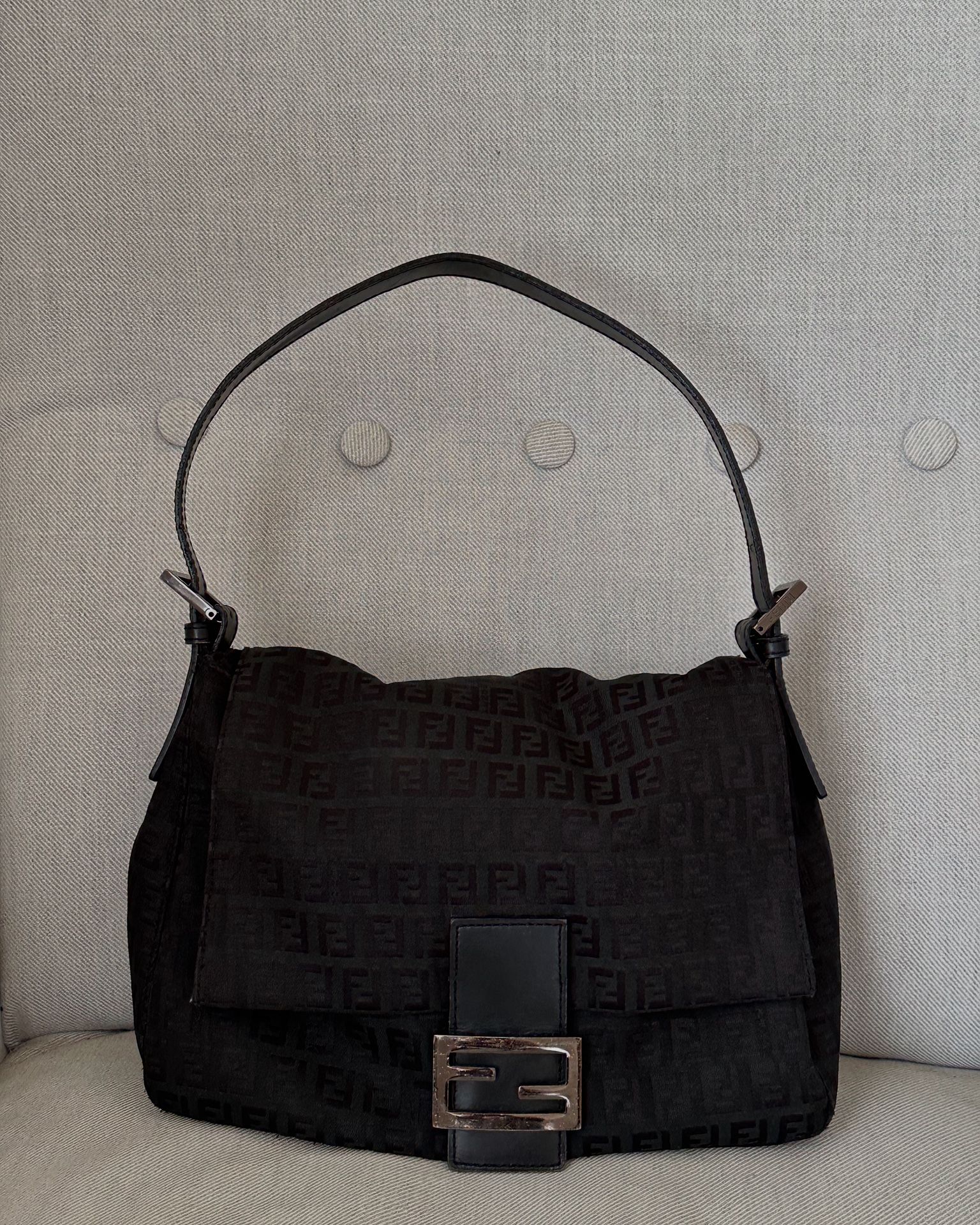 Fendi Zucchino Mama Forever Hobo Black