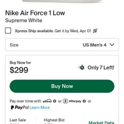 Nike Air Force 1/ Supreme. 9.5 Men's. 