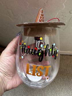 Christmas Wine Glass! With Wine Topper!