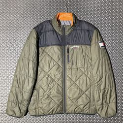 Y2K Tommy Hilfiger Olive Green Puffer Down Reversible Winter Jacket Men’s Size L