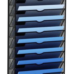 Hanging Wall File Organizer 10 Tier Wall Mounted File Holder. Magazine Organizer for Office & Home, Black
