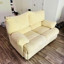 Light cream/yellow reclining loveseat $175