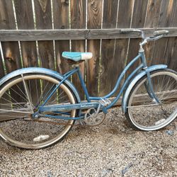 Vintage Schwinn Hollywood Complete Bicycle 1960s 26in Girls Bike. S7 Wheels Rare Off Blue Factory Color