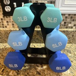 3lb 5lb 8lb Neoprene Dumbbell Hand Weights for Exercise and Muscle Toning