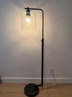 Modern Industrial Floor Lamp with Bubble Glass Lampshade