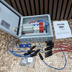 Brand New VEVOR 6 String PV Combiner Box, Metal Solar Combiner Box with 15A Rated Current Fuse & 125A Circuit Breaker for On/Off Grid Solar SKU523