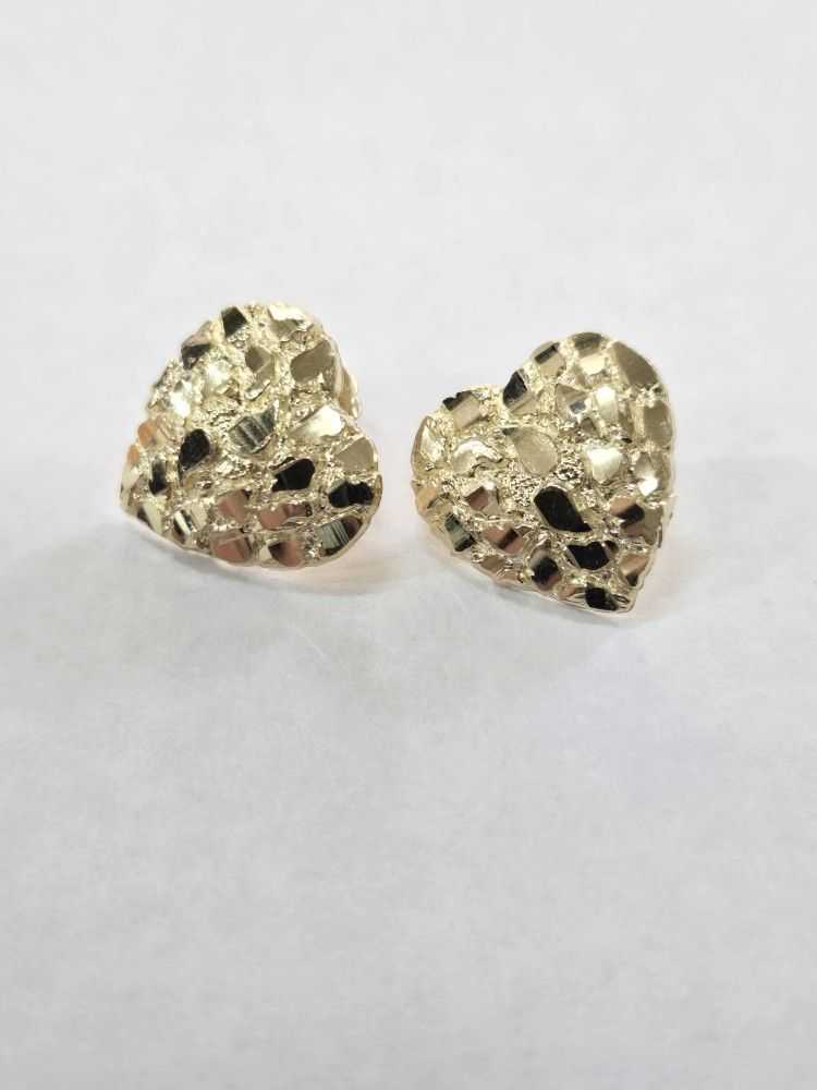 10kt Gold Heart Nugget Earrings 