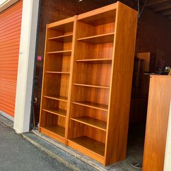 Pair of Vintage Danish Mid Century Modern Teak Bookcases