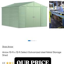 Arrow 10-ft x 12-ft Select Galvanized steel Metal Storage Shed.