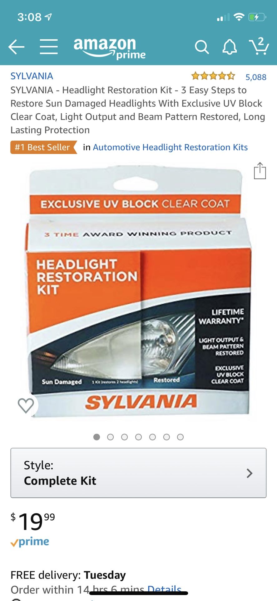 Sylvania headlight restoration kit