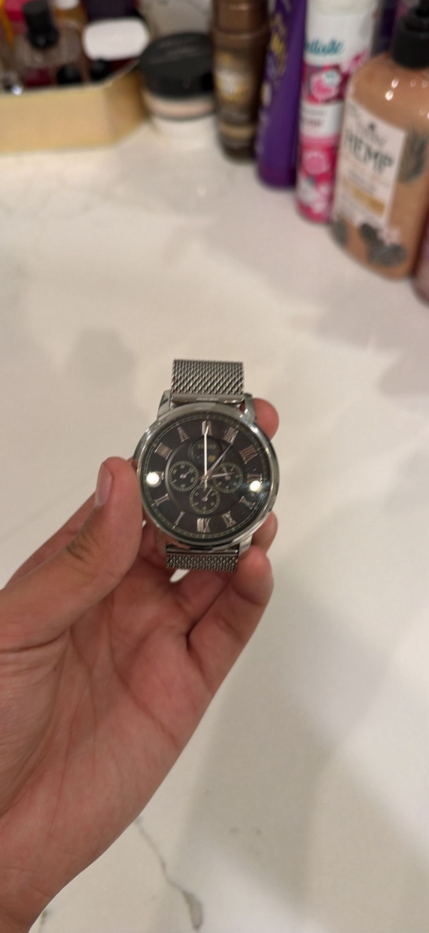 Men's Guess Stainless Steel Watch with Mesh Band