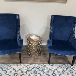 Two Navy Blue Armchair 