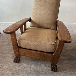 Antique Tiger Oak Morris Recliner Chair