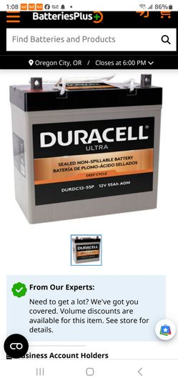Duracell 12v 55ah agm deep cycle battery