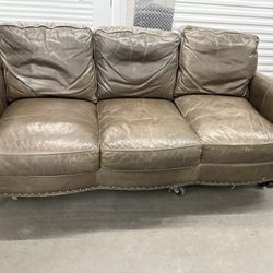 Luxury Gray Leather Couch