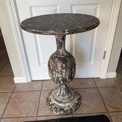Vintage Reproduction Metal Accent Table by Design By Mish 19 1/2” across x 29 1/2” h