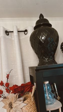 Tall Black Ginger Jar