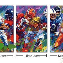 (3) Football Art Work Paintings - New Unopened 