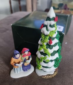 Christmas Village Figurine Set with Tree
