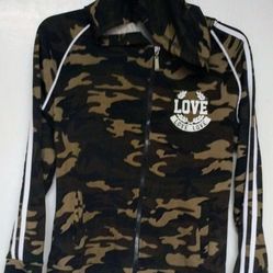 Size S/M  Spandex Camouflage Hoodie Jacket With Camouflage Spandex Yoga Pants 