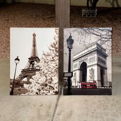 2 20” X 27” Canvas Photos- Eiffel Tower And Arc de Triomphe