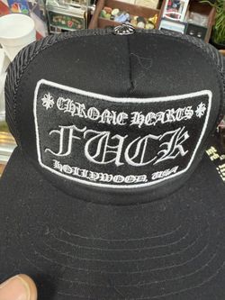 Chrome Hearts FUCK Hollywood Trucker Hat 'Black/Black Brand New