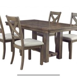 Wood Dinner Table 4 Chair New + Two Back Frame Chair