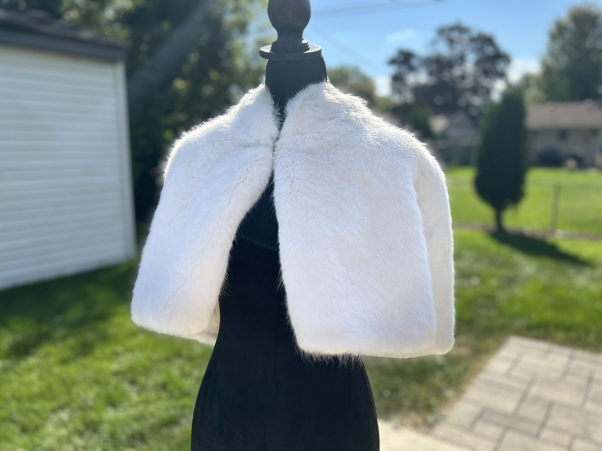 White Faux Fur Cape