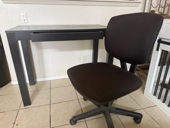Black desk with chair