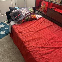 Q LIQUIDATION PRICE- SELL TODAY – Twin Bed Frame w/ Desk + Storage – Like New