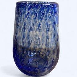 Blue Art Glass Bubble Glass Vase