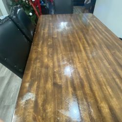 Wood Table With 3 Chairs 