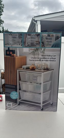 Mesh Rolling Cart with Drawers