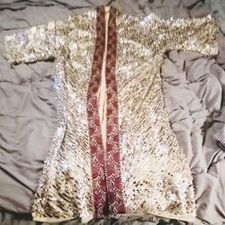 Gold Sequin Robe xs By, Free People