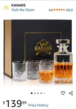 NEW CRYSTAL DECANTER & GLASS SET