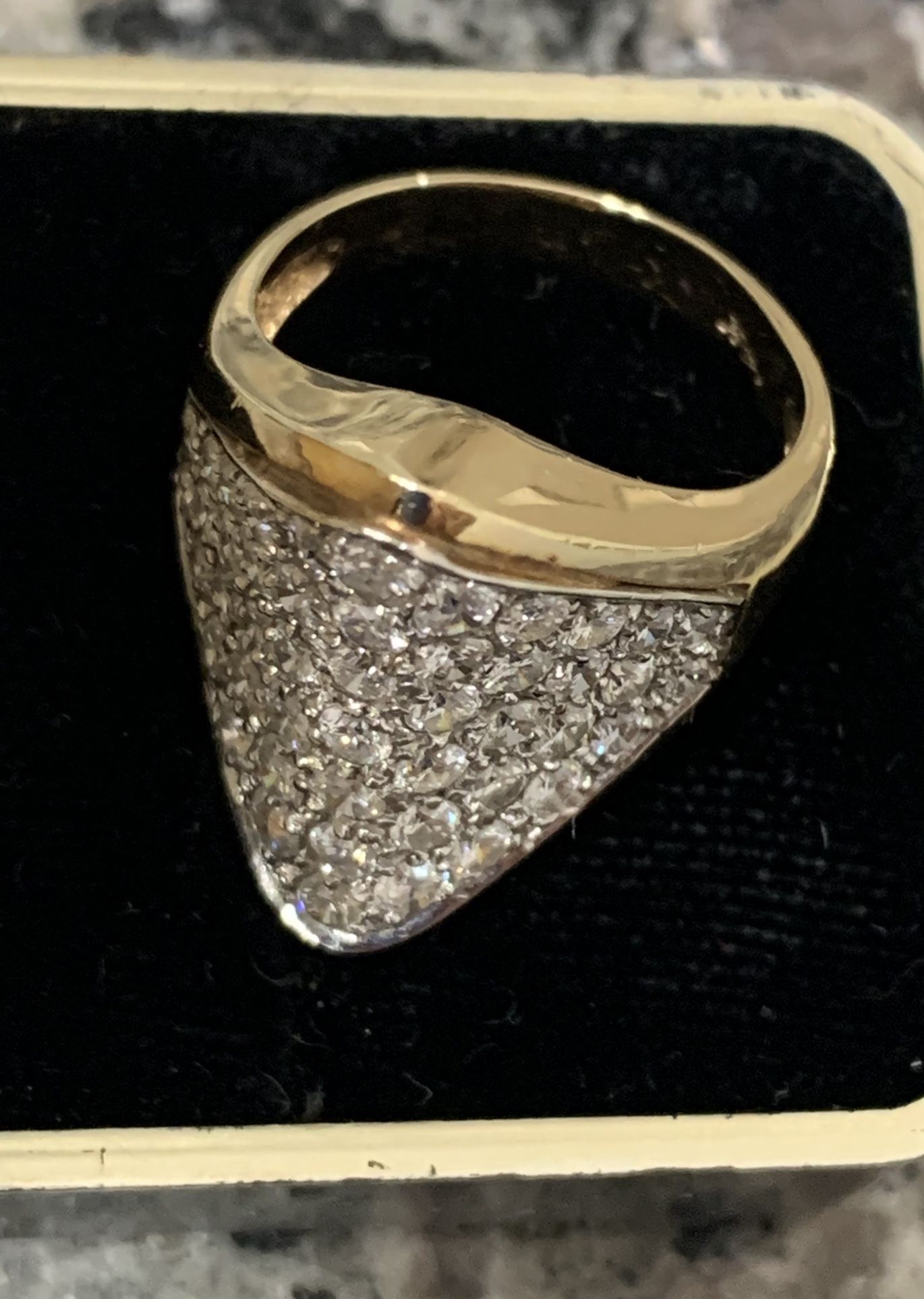 3 TCW Diamond Pyramid Cocktail Ring 