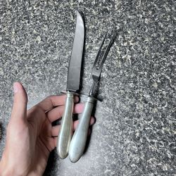 vintage 1930 carving set sterling silver handles 