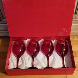 NIB Collection Of (4) Red/Gold Glassware 