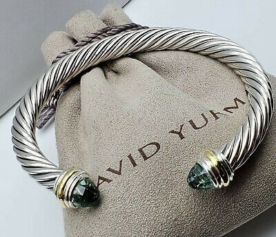 David Yurman 7mm Prasiolite & Gold Bracelet