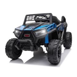 TOBBI 12-Volt Kids Ride On UTV Electric Truck Car in Blue and Black